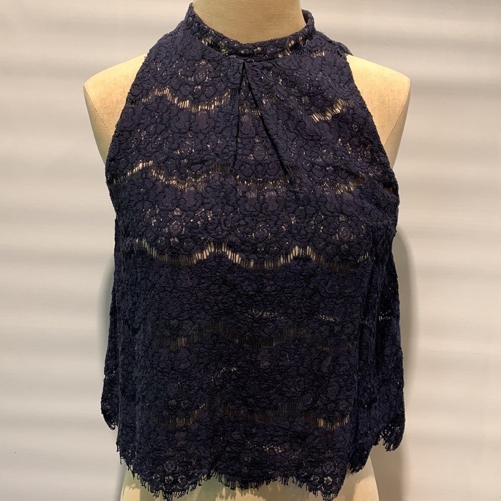 Love fire navy lace lined top, Small